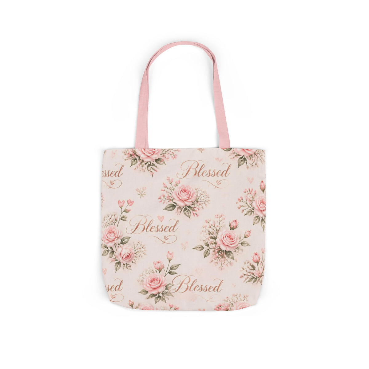 Blessed Floral Canvas Tote — Pink Rose Shoulder Bag for Christian Moms (Church, Travel & Baby)
