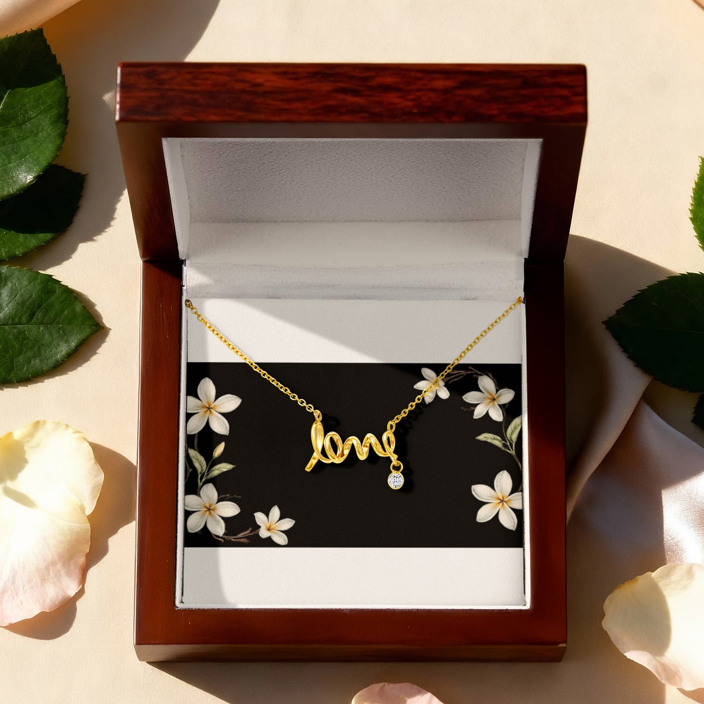 Scripted Love Necklace – Personalized Custom Name Jewelry in Elegant Cursive Font, Polished Stainless Steel or 18k Gold Finish