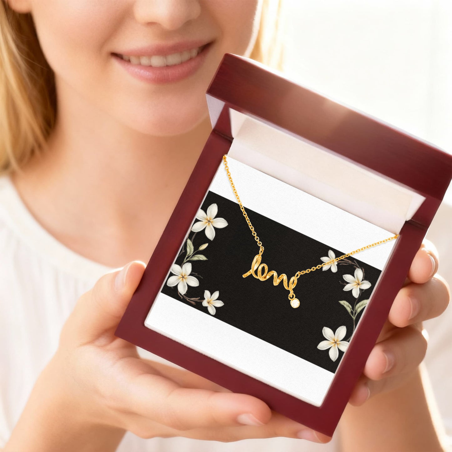 Scripted Love Necklace – Personalized Custom Name Jewelry in Elegant Cursive Font, Polished Stainless Steel or 18k Gold Finish