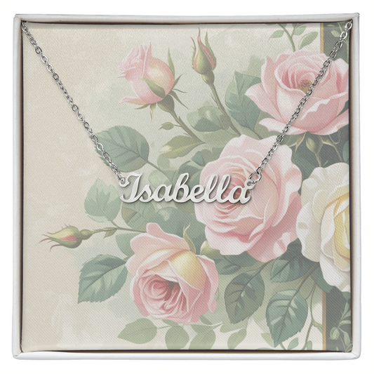 "Block Style Custom Name Necklace – Personalized Up to 10 Characters – 16''-18'' Adjustable Cable Chain – Gift for Her in Yellow Gold or Stainless steel custom designed"