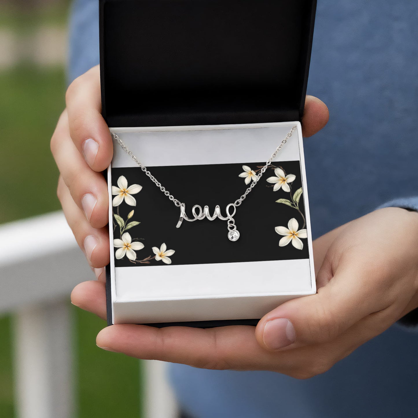 Scripted Love Necklace – Personalized Custom Name Jewelry in Elegant Cursive Font, Polished Stainless Steel or 18k Gold Finish