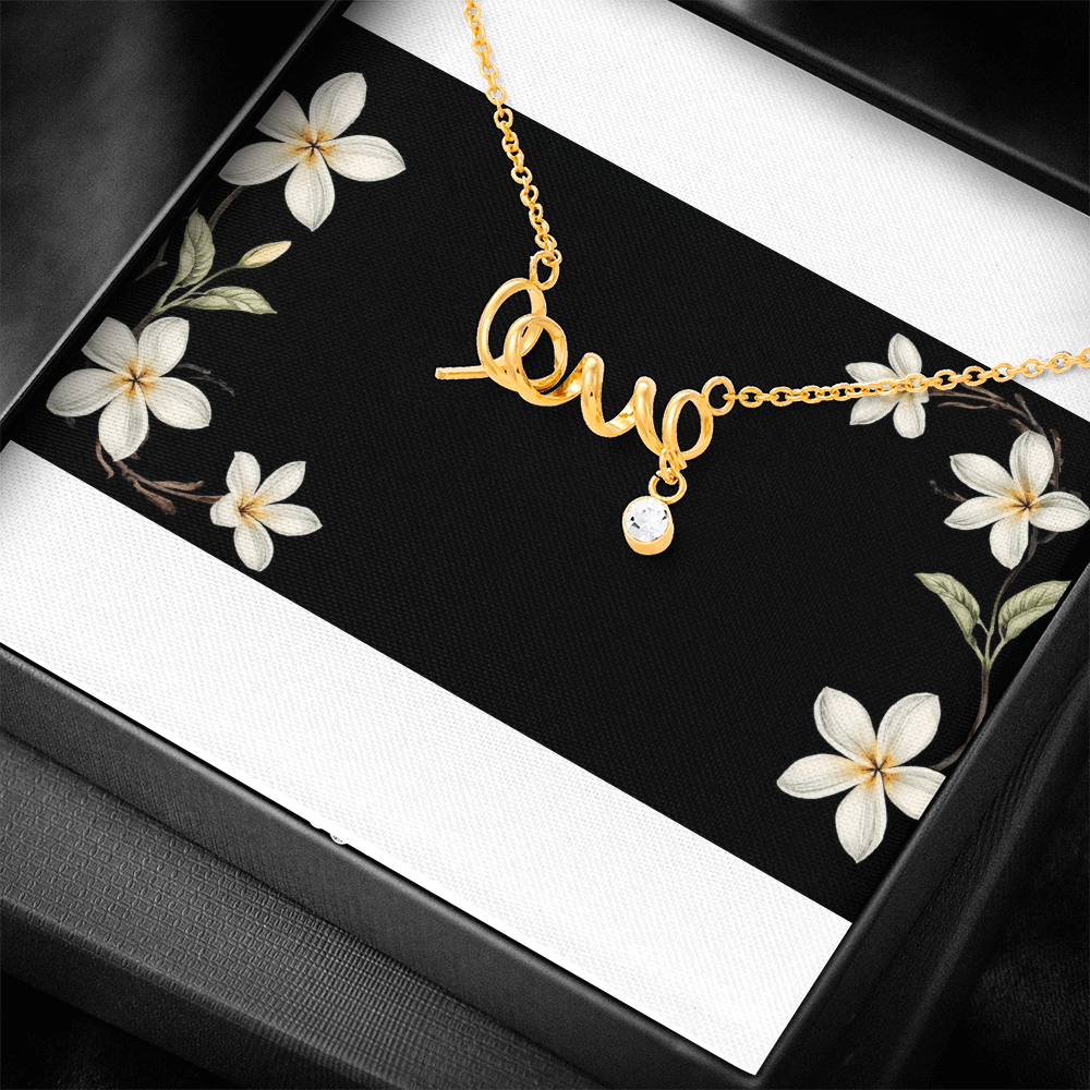 Scripted Love Necklace – Personalized Custom Name Jewelry in Elegant Cursive Font, Polished Stainless Steel or 18k Gold Finish