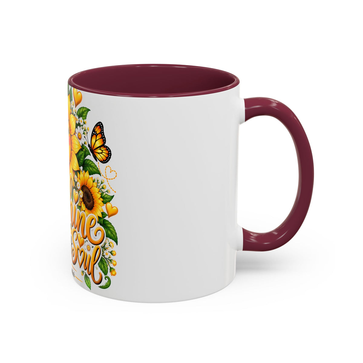 Sunshine Suits My Soul Mug — Sunflower & Butterfly Ceramic Coffee Cup (11oz/15oz)