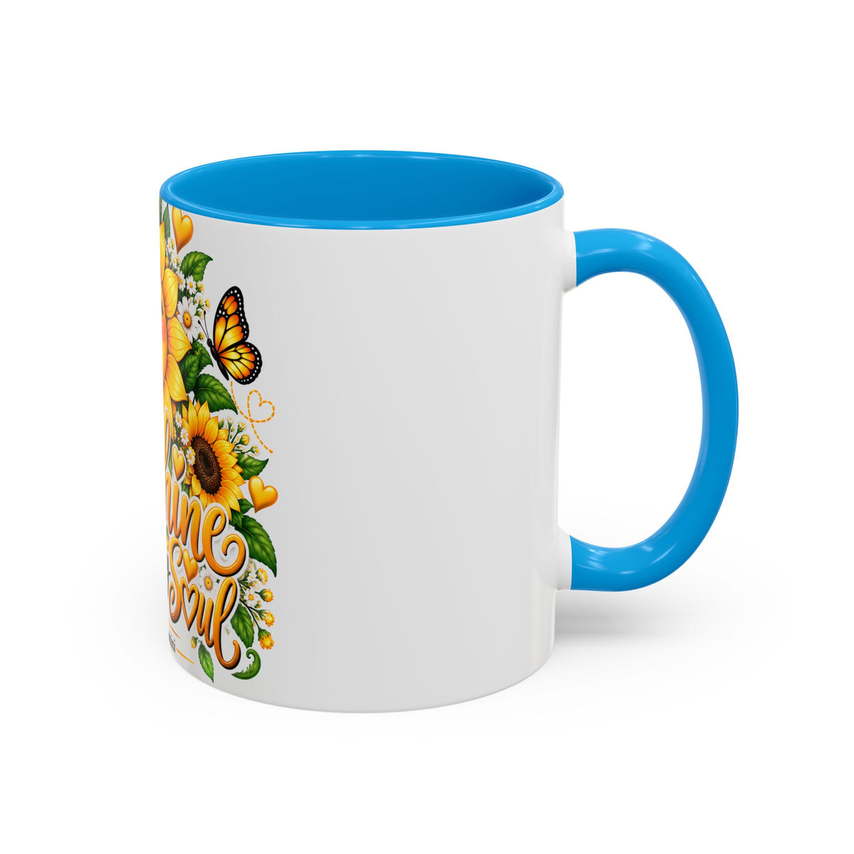 Sunshine Suits My Soul Mug — Sunflower & Butterfly Ceramic Coffee Cup (11oz/15oz)