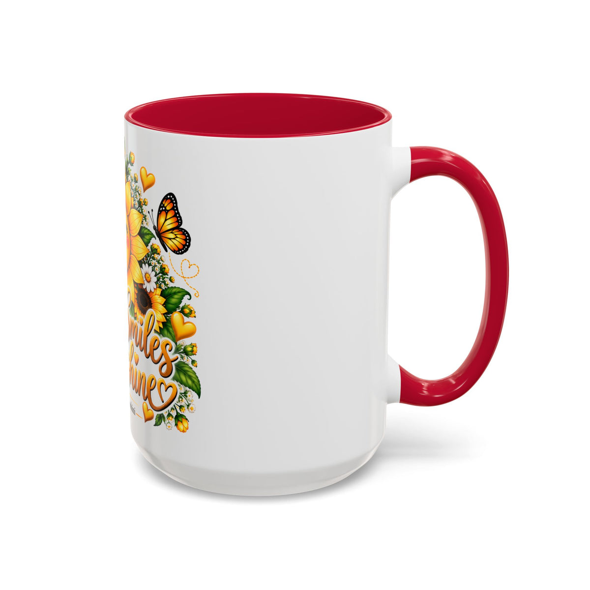 Sunflower Smiles Mug — “Scatter Smiles & Sunshine” Ceramic Coffee Cup