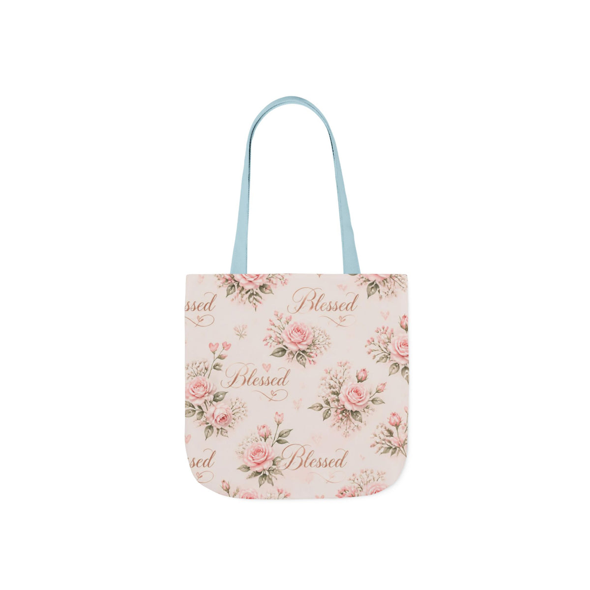 Blessed Floral Canvas Tote — Pink Rose Shoulder Bag for Christian Moms (Church, Travel & Baby)