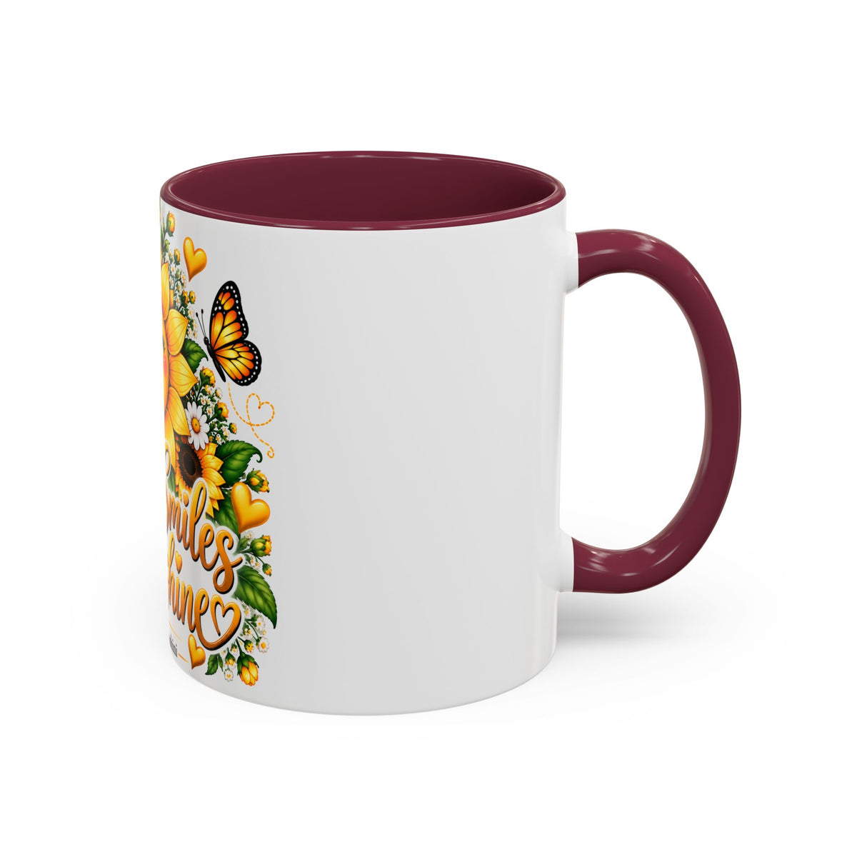 Sunflower Smiles Mug — “Scatter Smiles & Sunshine” Ceramic Coffee Cup