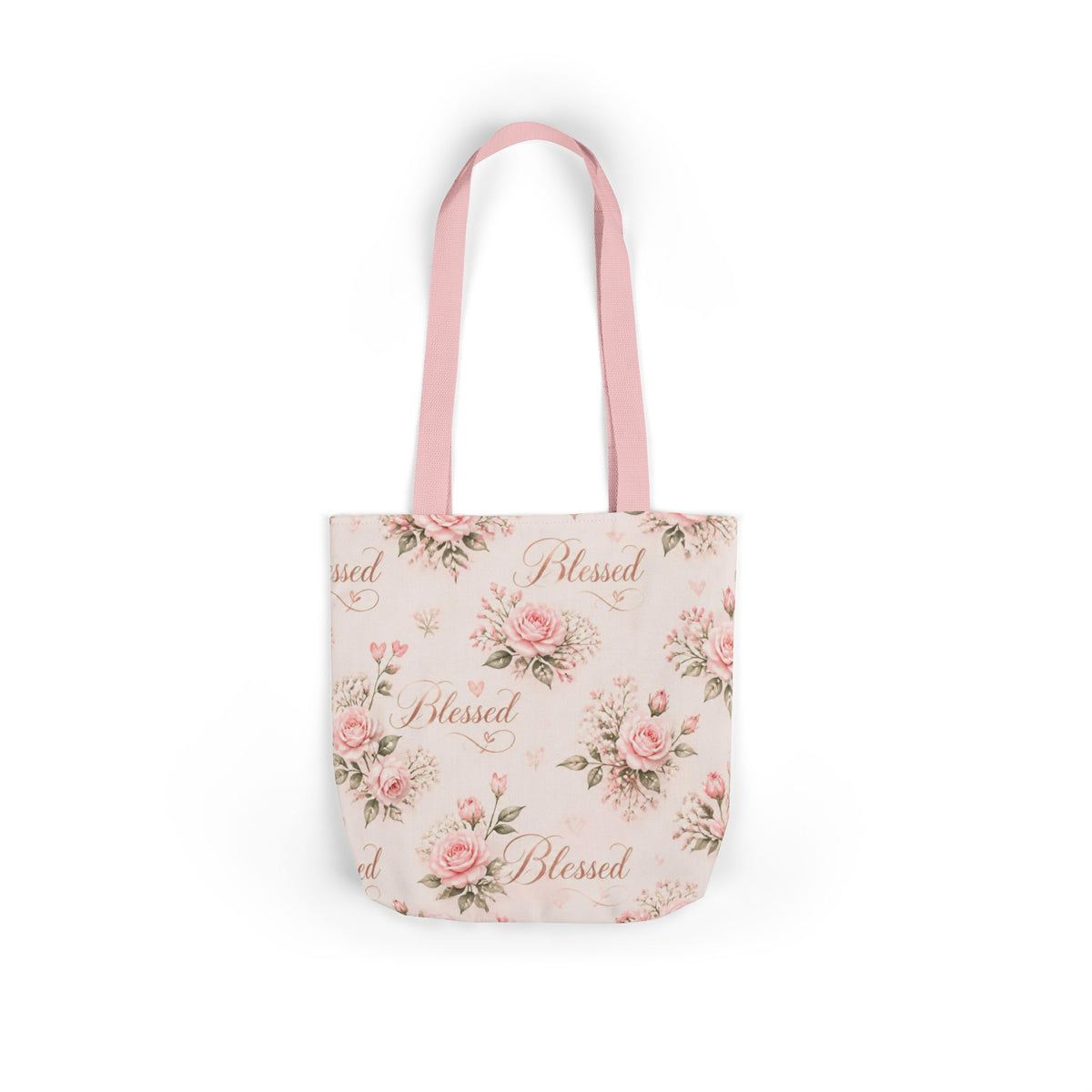Blessed Floral Canvas Tote — Pink Rose Shoulder Bag for Christian Moms (Church, Travel & Baby)