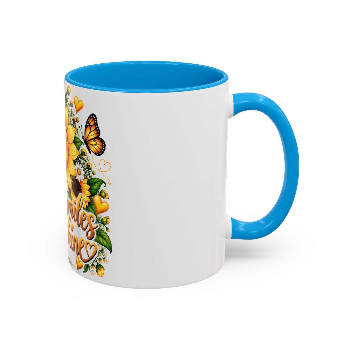 Sunflower Smiles Mug — “Scatter Smiles & Sunshine” Ceramic Coffee Cup