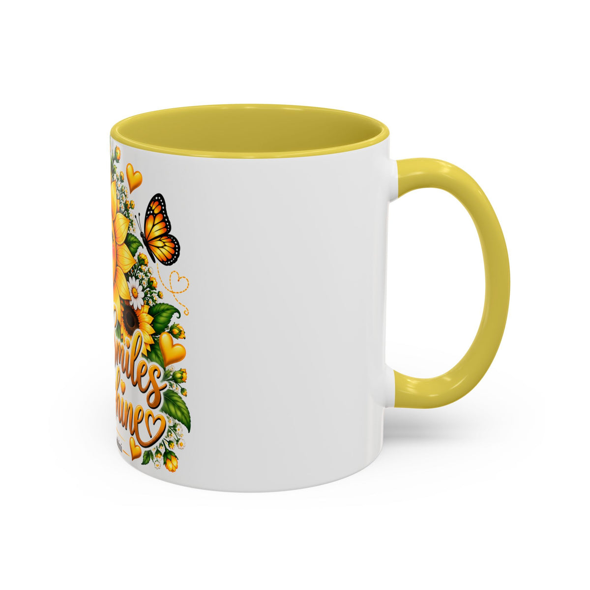 Sunflower Smiles Mug — “Scatter Smiles & Sunshine” Ceramic Coffee Cup