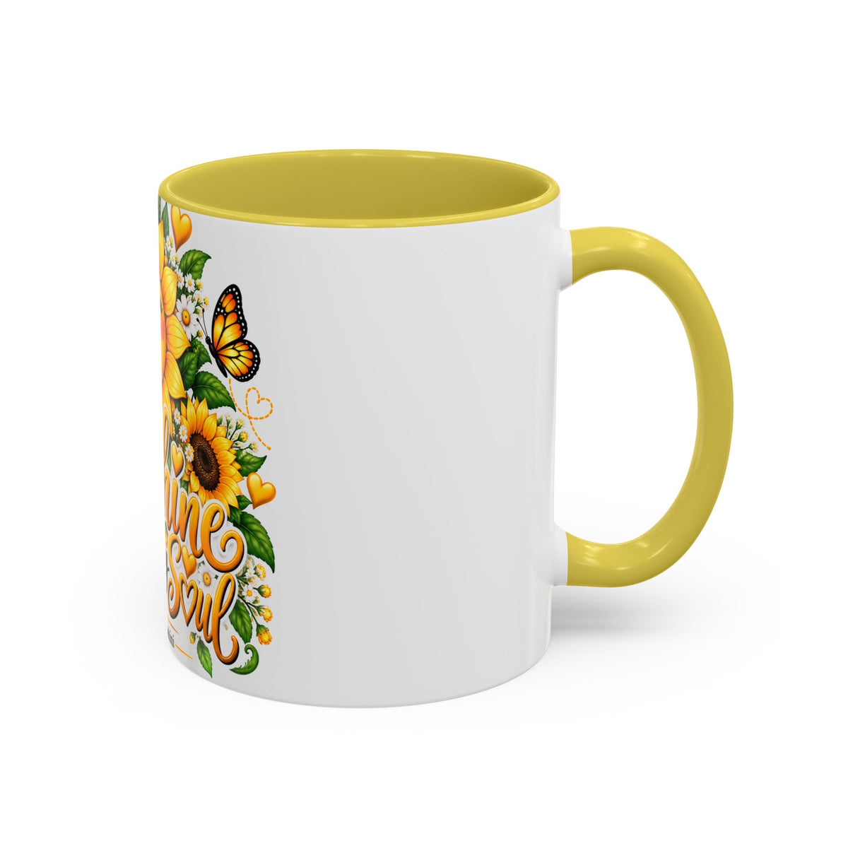 Sunshine Suits My Soul Mug — Sunflower & Butterfly Ceramic Coffee Cup (11oz/15oz)