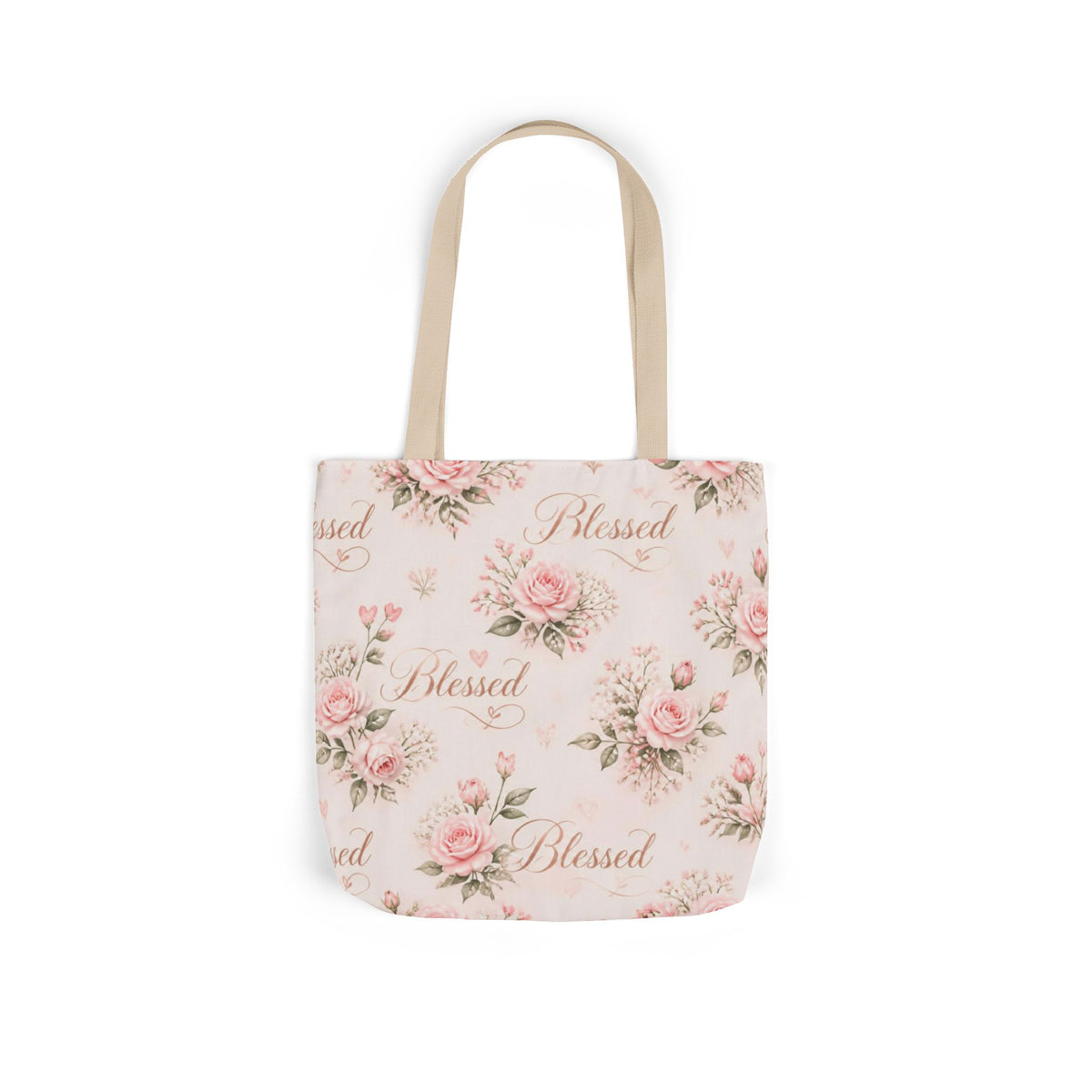 Blessed Floral Canvas Tote — Pink Rose Shoulder Bag for Christian Moms (Church, Travel & Baby)