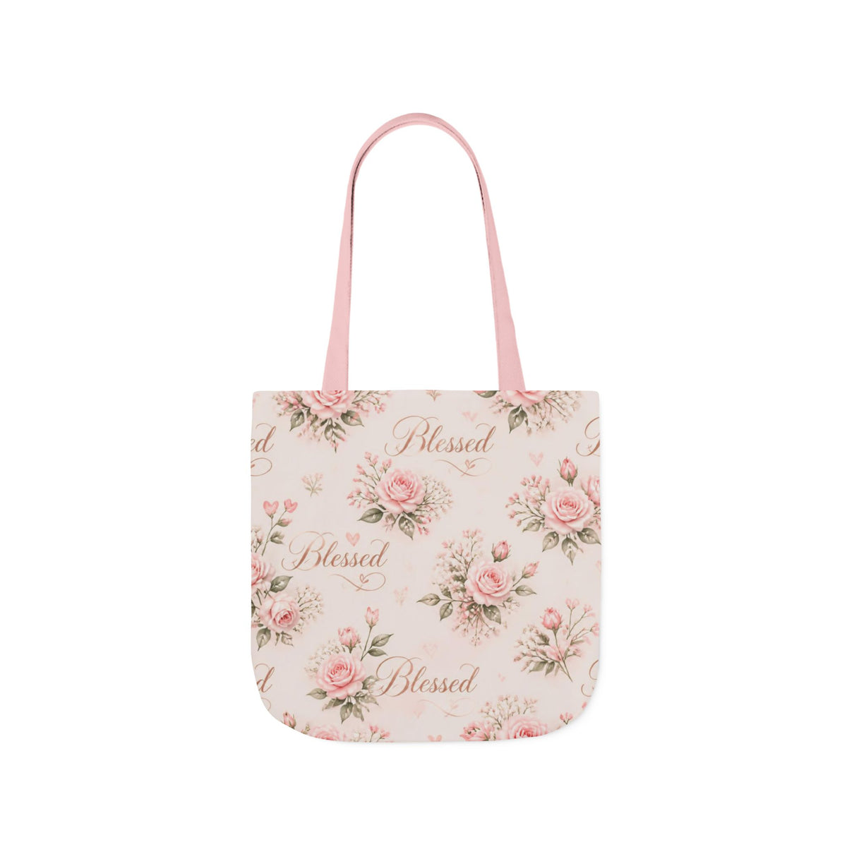 Blessed Floral Canvas Tote — Pink Rose Shoulder Bag for Christian Moms (Church, Travel & Baby)