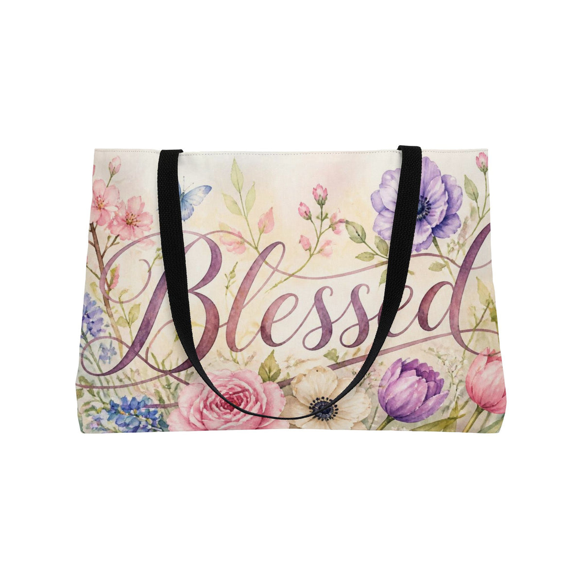Blessed Floral Weekender Tote — Christian Gift for Women 50+ | Church & Travel Bag