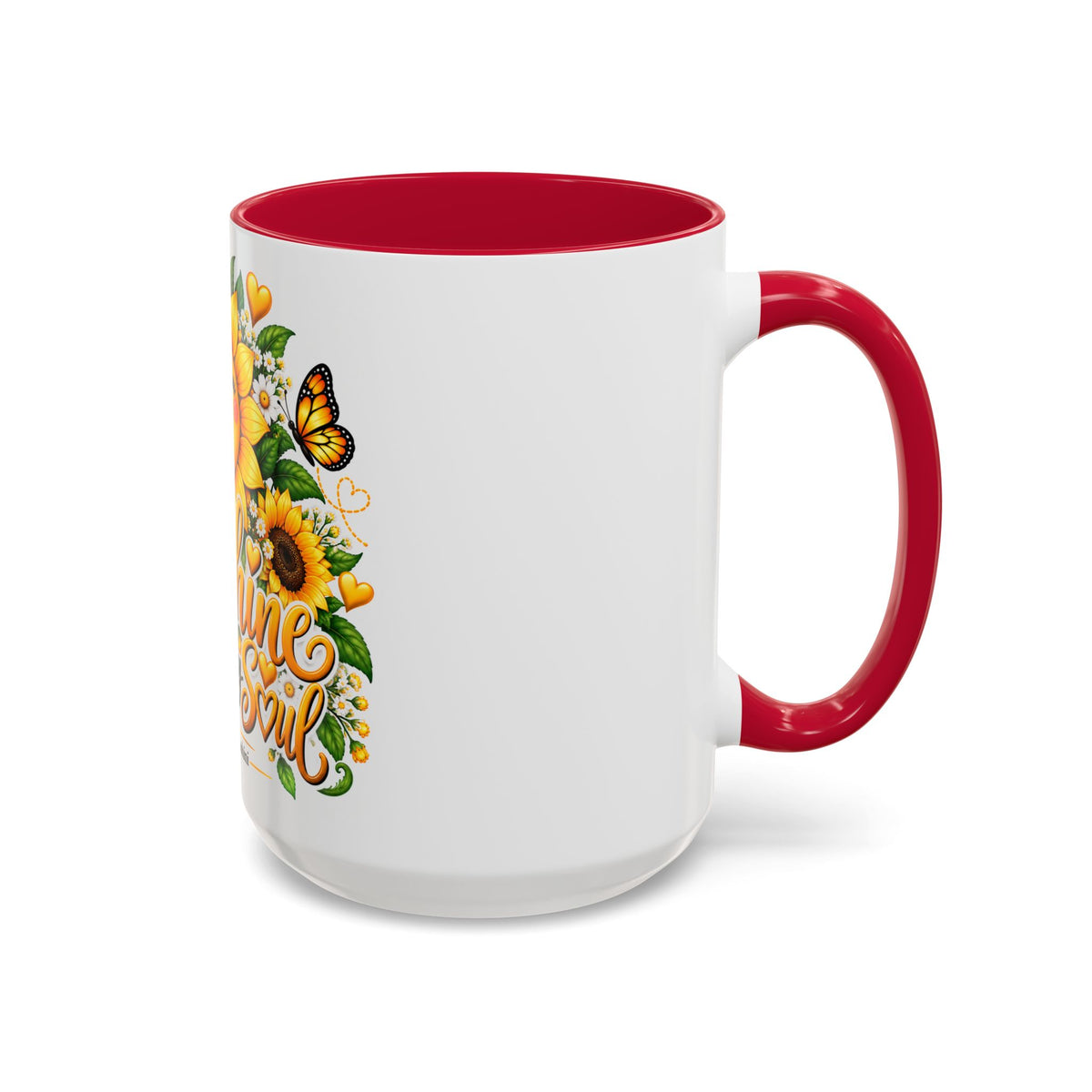 Sunshine Suits My Soul Mug — Sunflower & Butterfly Ceramic Coffee Cup (11oz/15oz)