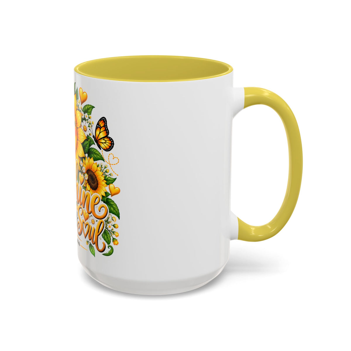 Sunshine Suits My Soul Mug — Sunflower & Butterfly Ceramic Coffee Cup (11oz/15oz)