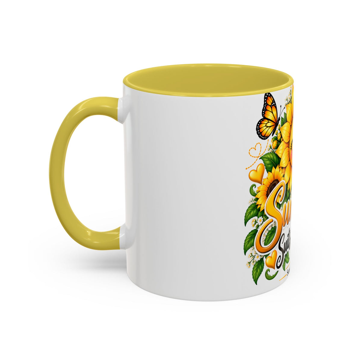 Sunshine Suits My Soul Mug — Sunflower & Butterfly Ceramic Coffee Cup (11oz/15oz)