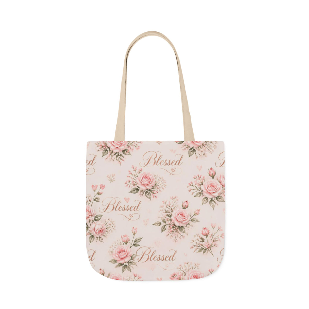 Blessed Floral Canvas Tote — Pink Rose Shoulder Bag for Christian Moms (Church, Travel & Baby)