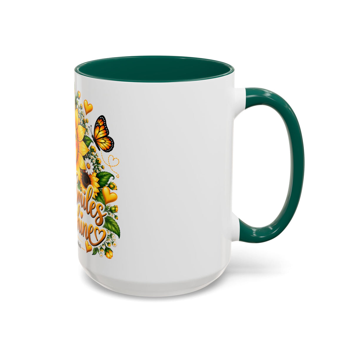 Sunflower Smiles Mug — “Scatter Smiles & Sunshine” Ceramic Coffee Cup