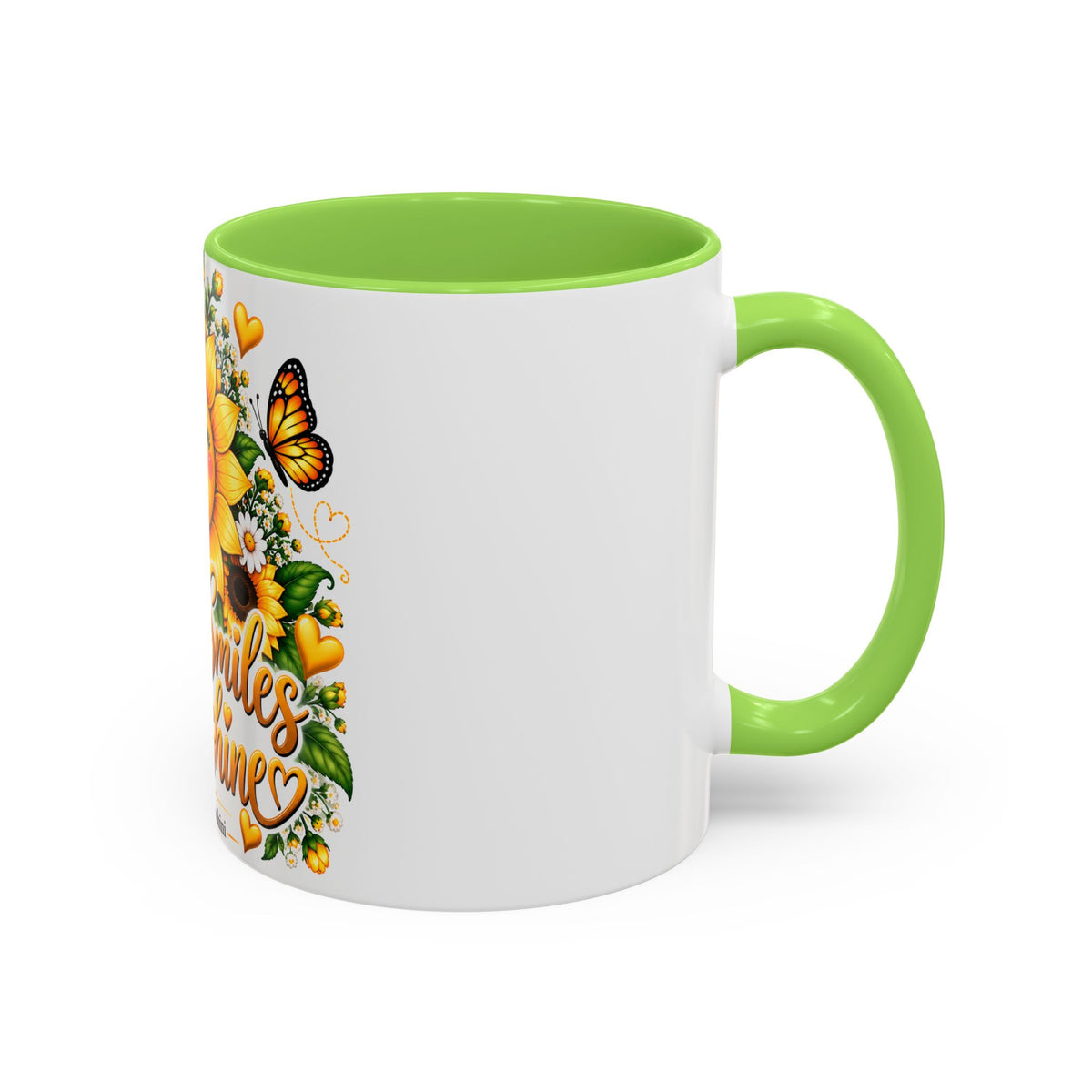 Sunflower Smiles Mug — “Scatter Smiles & Sunshine” Ceramic Coffee Cup
