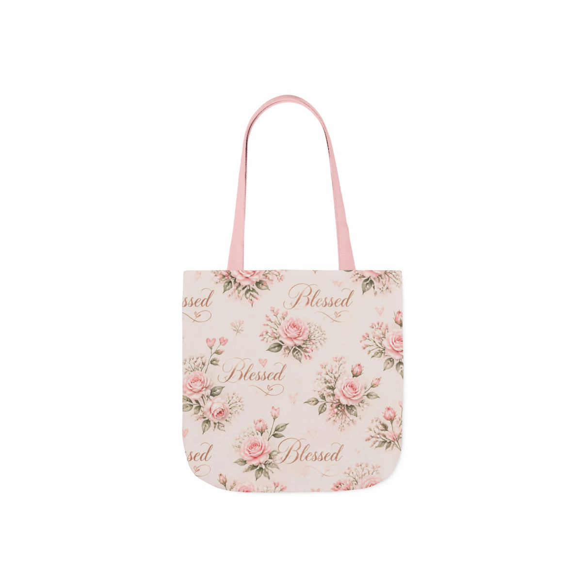 Blessed Floral Canvas Tote — Pink Rose Shoulder Bag for Christian Moms (Church, Travel & Baby)