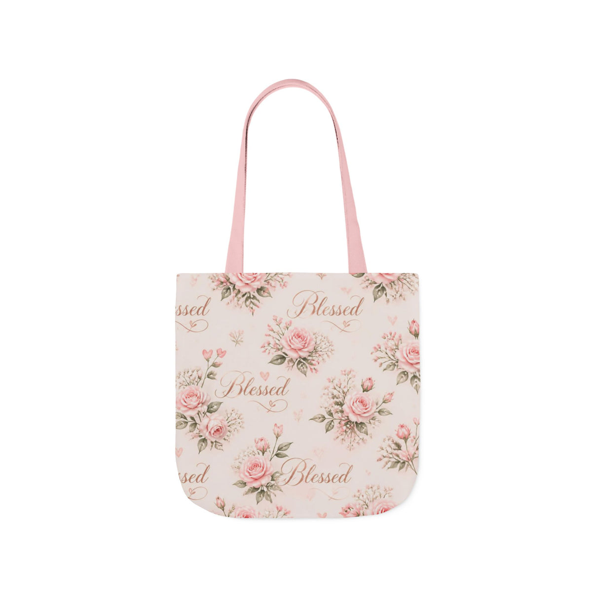 Blessed Floral Canvas Tote — Pink Rose Shoulder Bag for Christian Moms (Church, Travel & Baby)