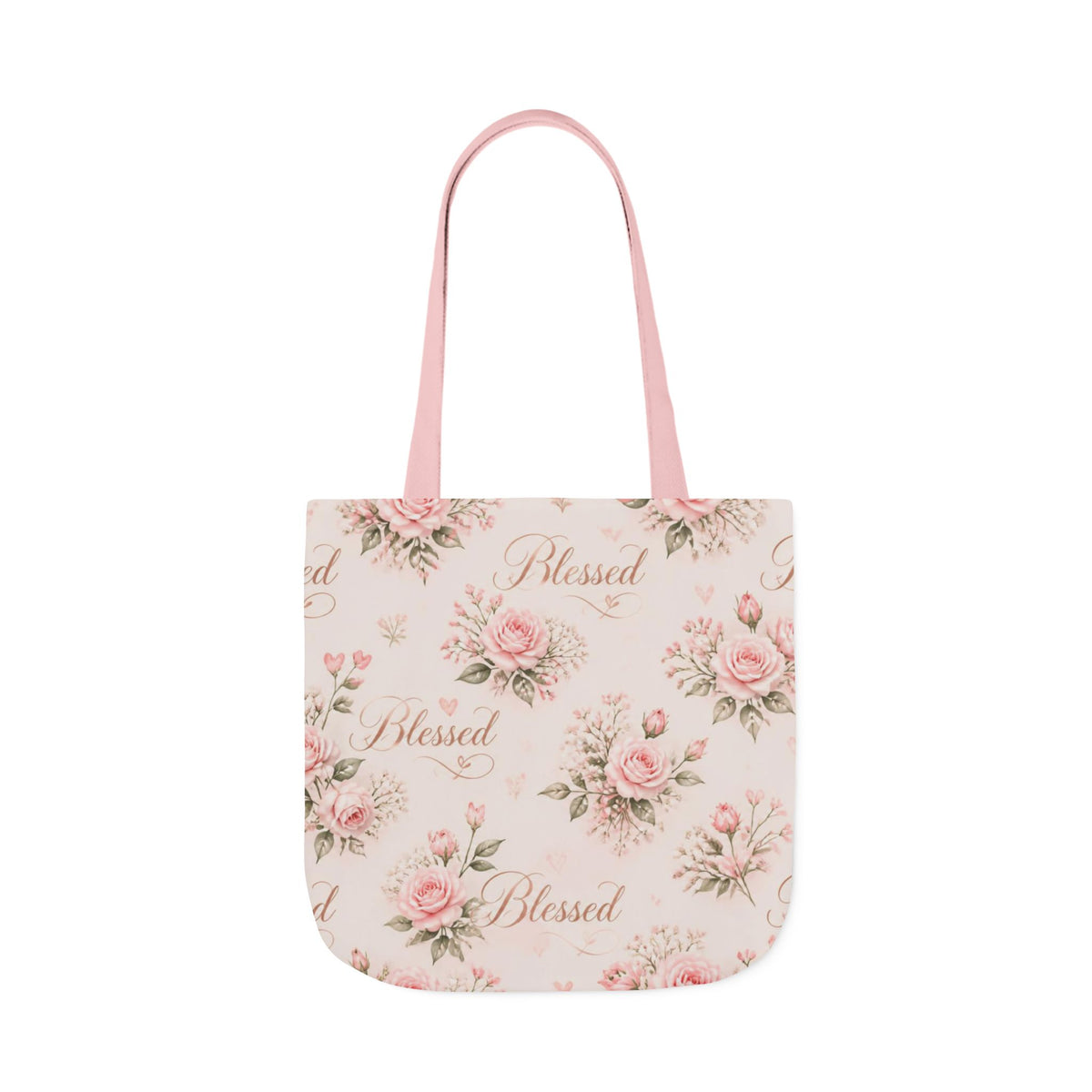 Blessed Floral Canvas Tote — Pink Rose Shoulder Bag for Christian Moms (Church, Travel & Baby)