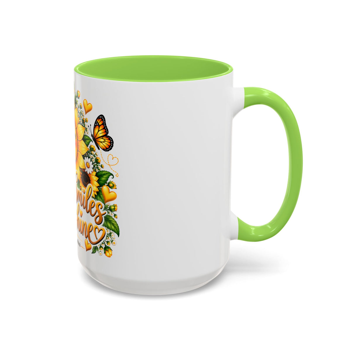 Sunflower Smiles Mug — “Scatter Smiles & Sunshine” Ceramic Coffee Cup