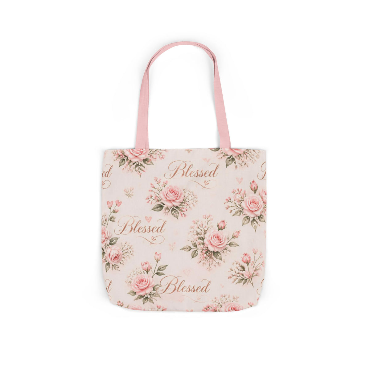Blessed Floral Canvas Tote — Pink Rose Shoulder Bag for Christian Moms (Church, Travel & Baby)