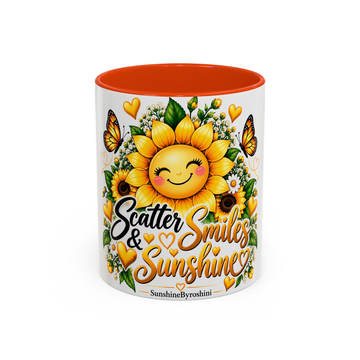 Sunflower Smiles Mug — “Scatter Smiles & Sunshine” Ceramic Coffee Cup