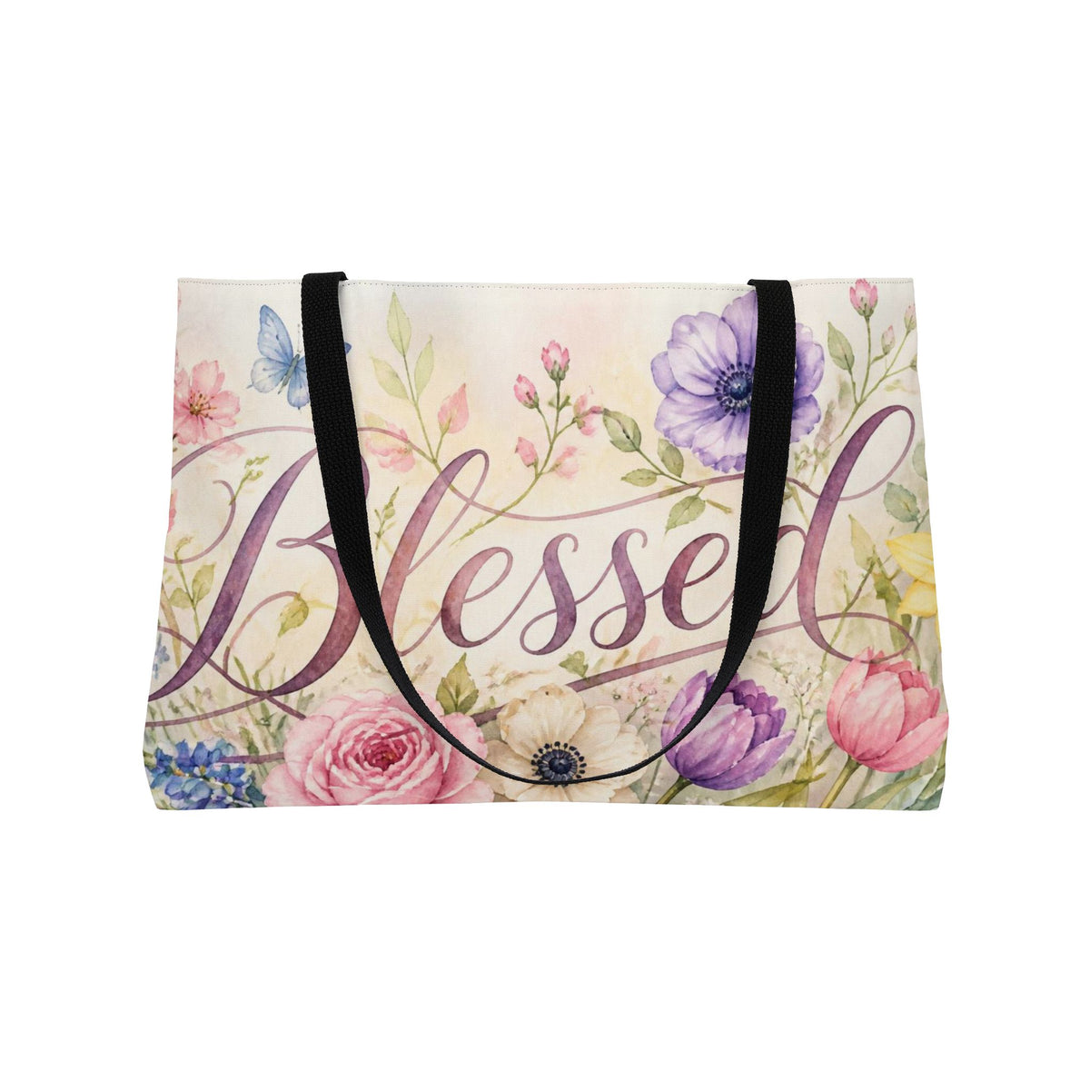 Blessed Floral Weekender Tote — Christian Gift for Women 50+ | Church & Travel Bag