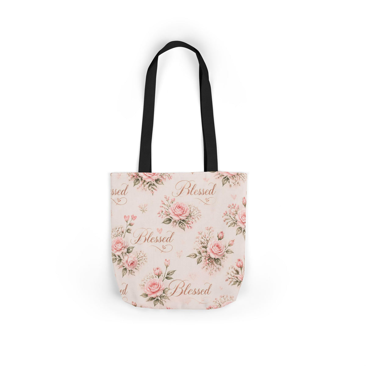 Blessed Floral Canvas Tote — Pink Rose Shoulder Bag for Christian Moms (Church, Travel & Baby)