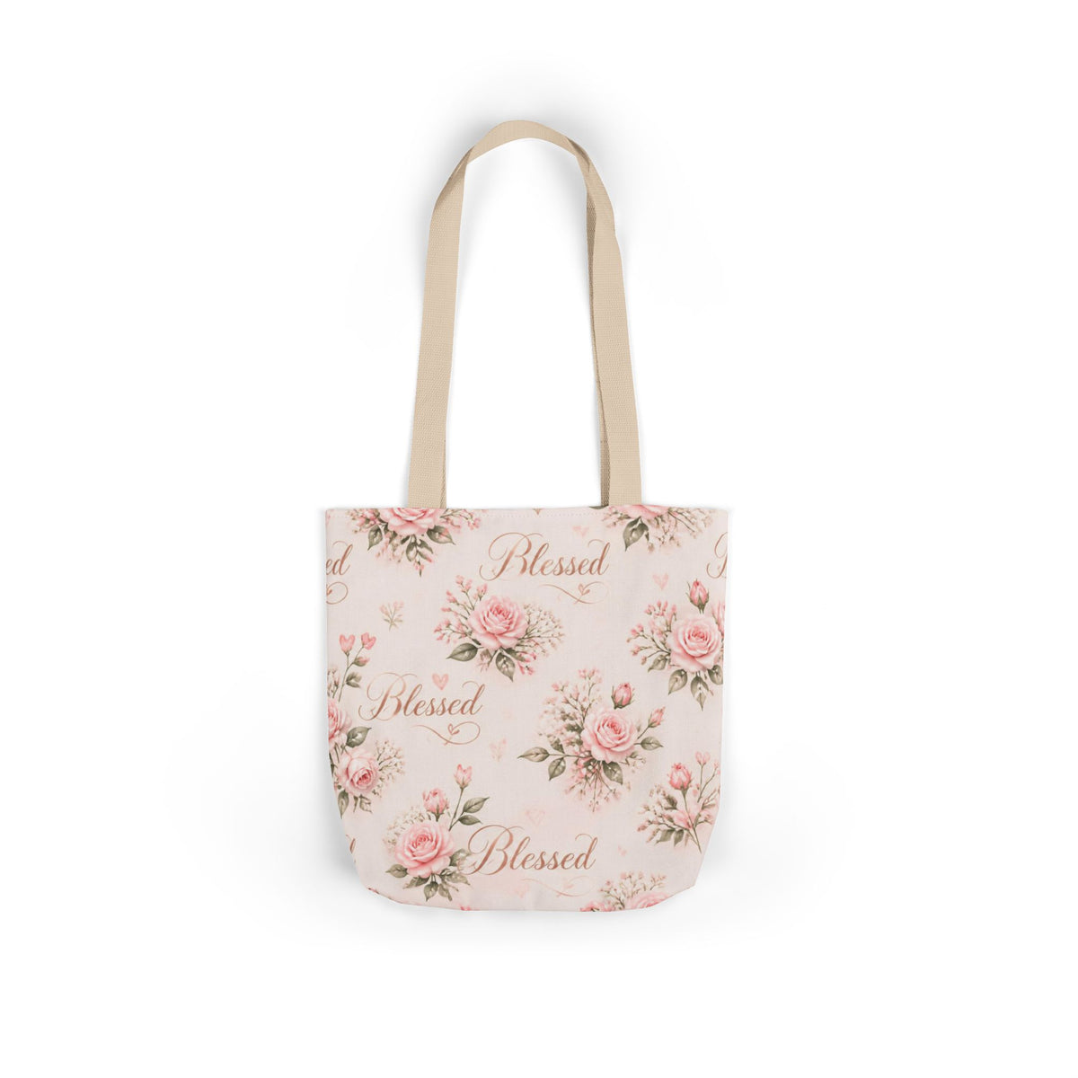 Blessed Floral Canvas Tote — Pink Rose Shoulder Bag for Christian Moms (Church, Travel & Baby)