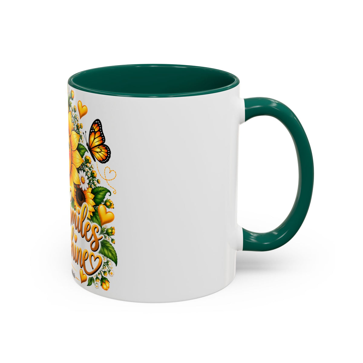 Sunflower Smiles Mug — “Scatter Smiles & Sunshine” Ceramic Coffee Cup
