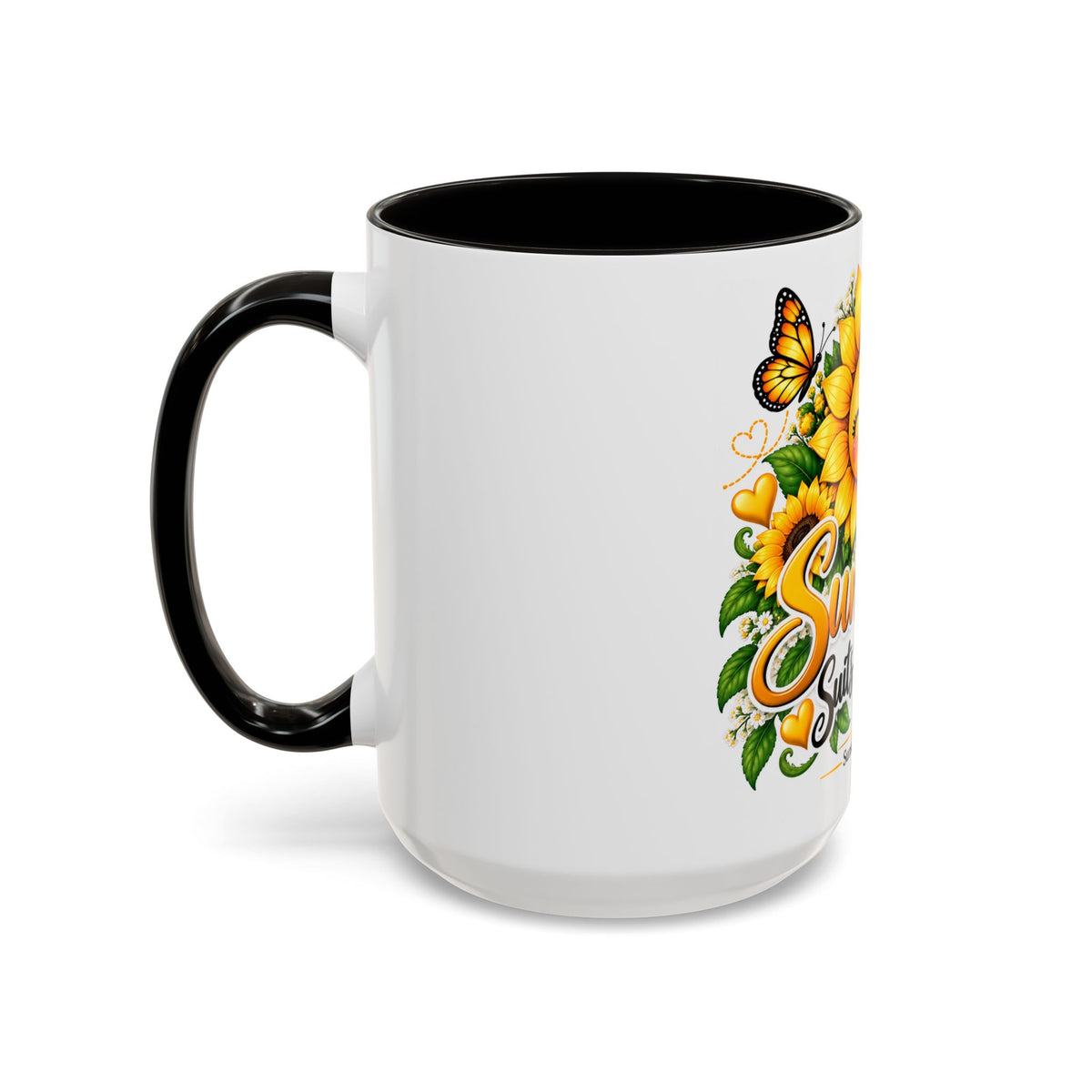 Sunshine Suits My Soul Mug — Sunflower & Butterfly Ceramic Coffee Cup (11oz/15oz)
