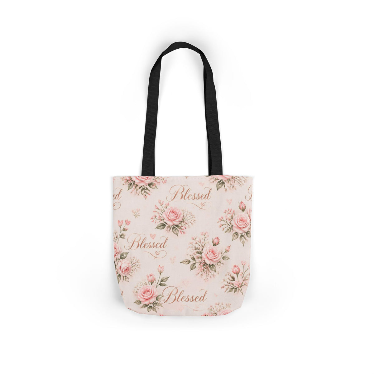 Blessed Floral Canvas Tote — Pink Rose Shoulder Bag for Christian Moms (Church, Travel & Baby)