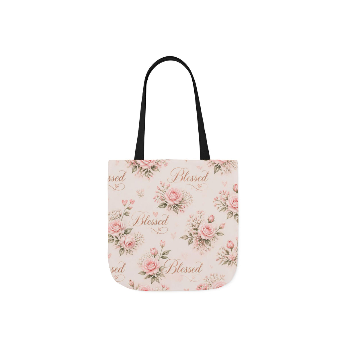 Blessed Floral Canvas Tote — Pink Rose Shoulder Bag for Christian Moms (Church, Travel & Baby)