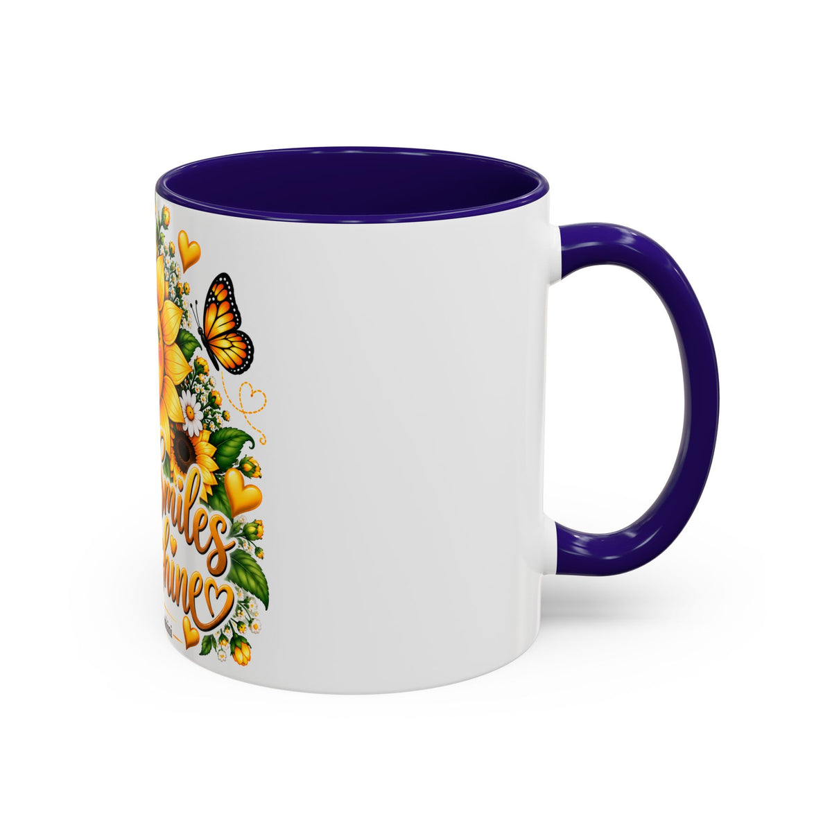 Sunflower Smiles Mug — “Scatter Smiles & Sunshine” Ceramic Coffee Cup