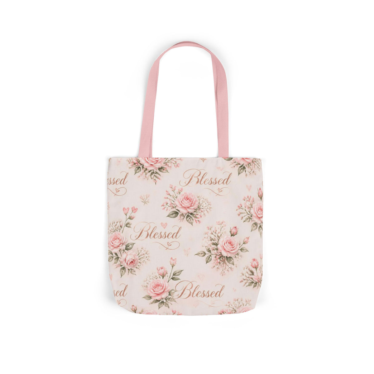 Blessed Floral Canvas Tote — Pink Rose Shoulder Bag for Christian Moms (Church, Travel & Baby)