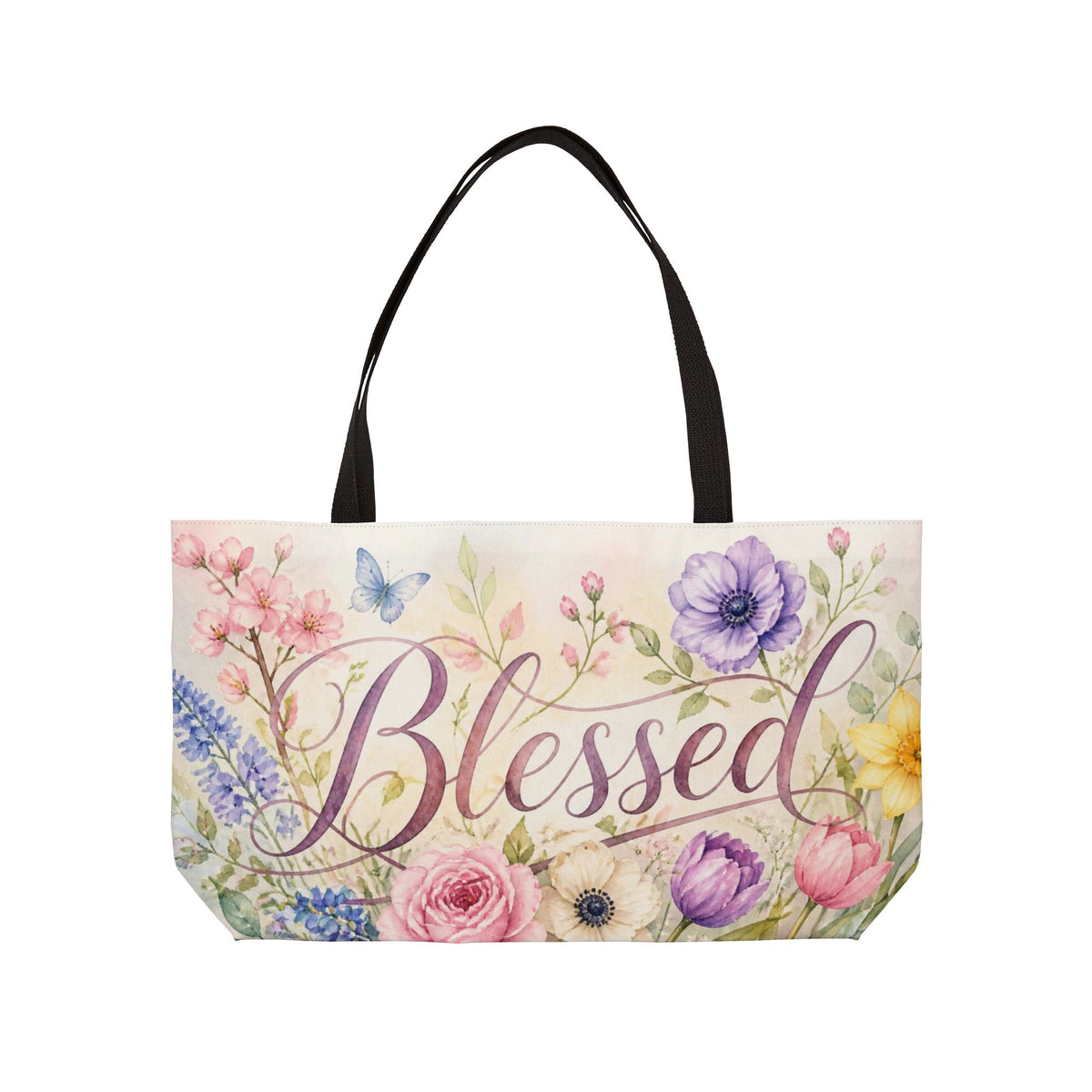 Blessed Floral Weekender Tote — Christian Gift for Women 50+ | Church & Travel Bag