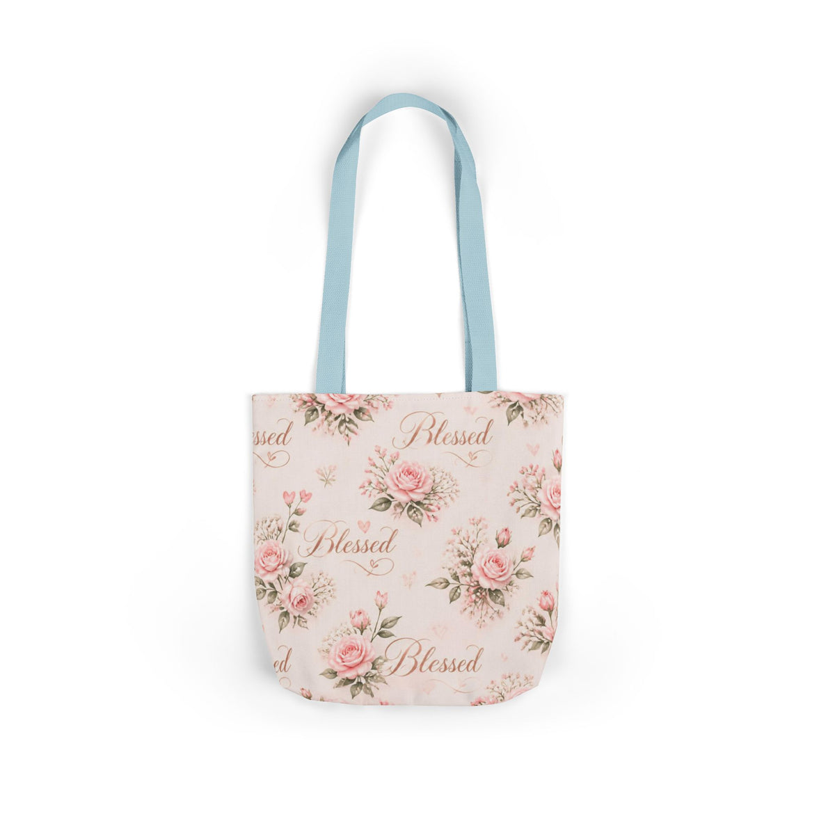 Blessed Floral Canvas Tote — Pink Rose Shoulder Bag for Christian Moms (Church, Travel & Baby)