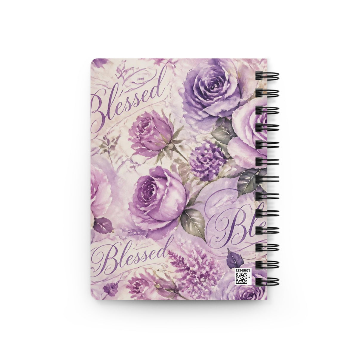 Blessed Floral Spiral Journal – Purple Rose Pocket Notebook