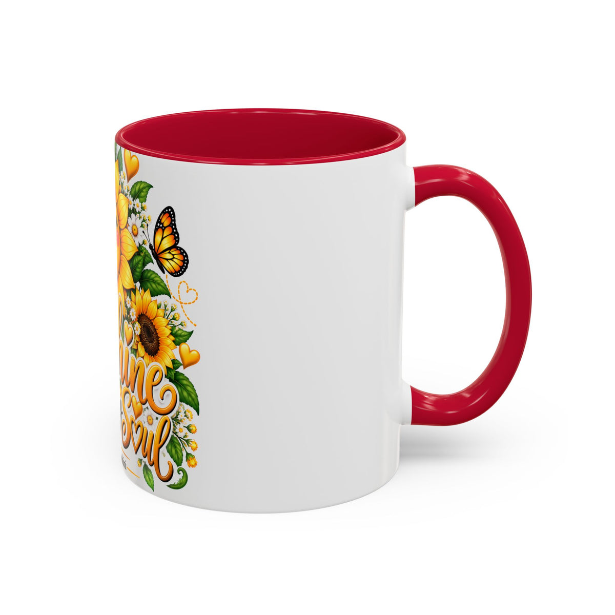 Sunshine Suits My Soul Mug — Sunflower & Butterfly Ceramic Coffee Cup (11oz/15oz)