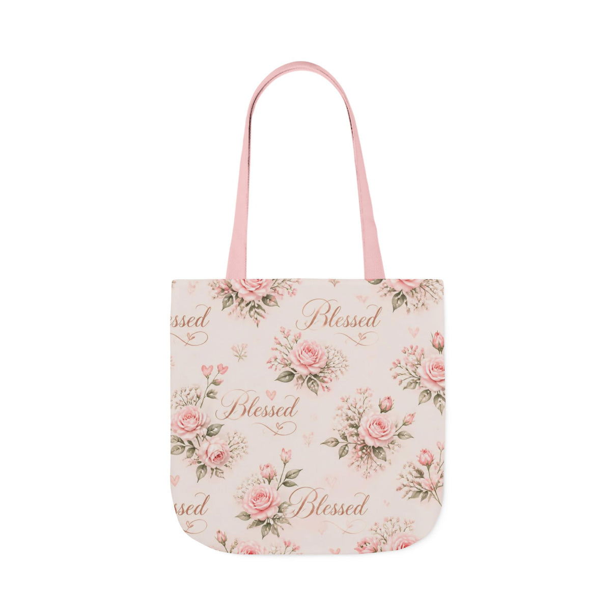 Blessed Floral Canvas Tote — Pink Rose Shoulder Bag for Christian Moms (Church, Travel & Baby)