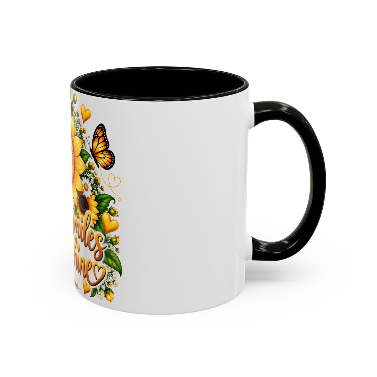 Sunflower Smiles Mug — “Scatter Smiles & Sunshine” Ceramic Coffee Cup
