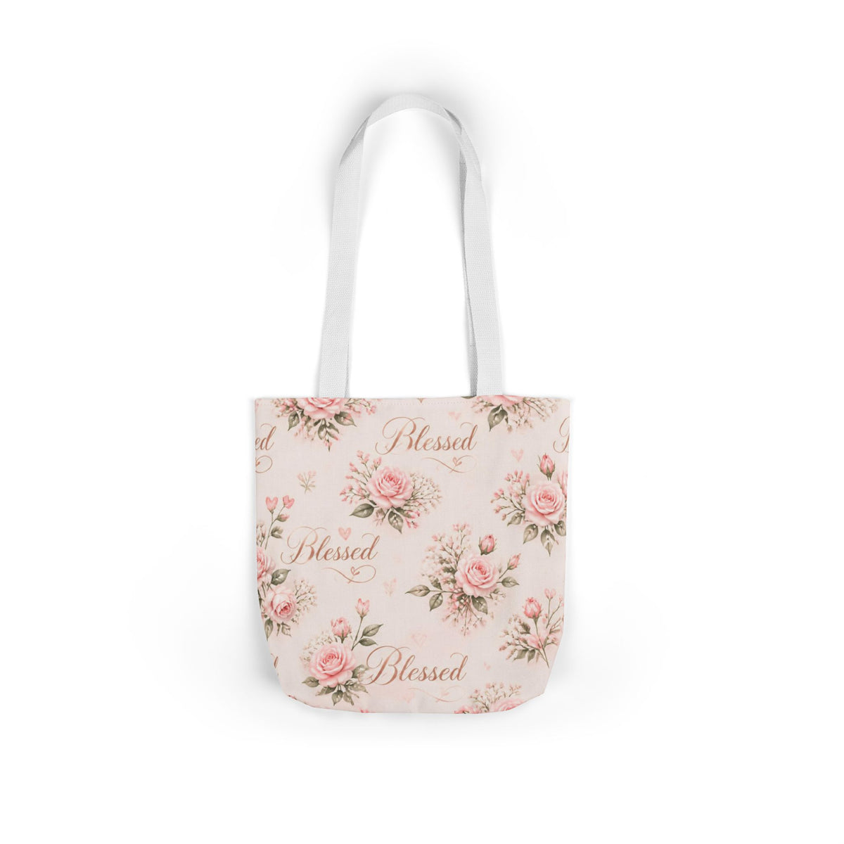 Blessed Floral Canvas Tote — Pink Rose Shoulder Bag for Christian Moms (Church, Travel & Baby)