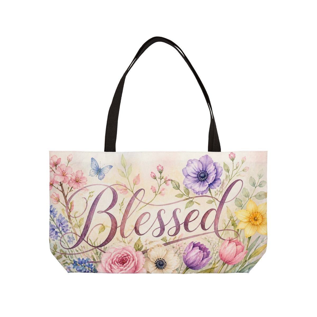 Blessed Floral Weekender Tote — Christian Gift for Women 50+ | Church & Travel Bag