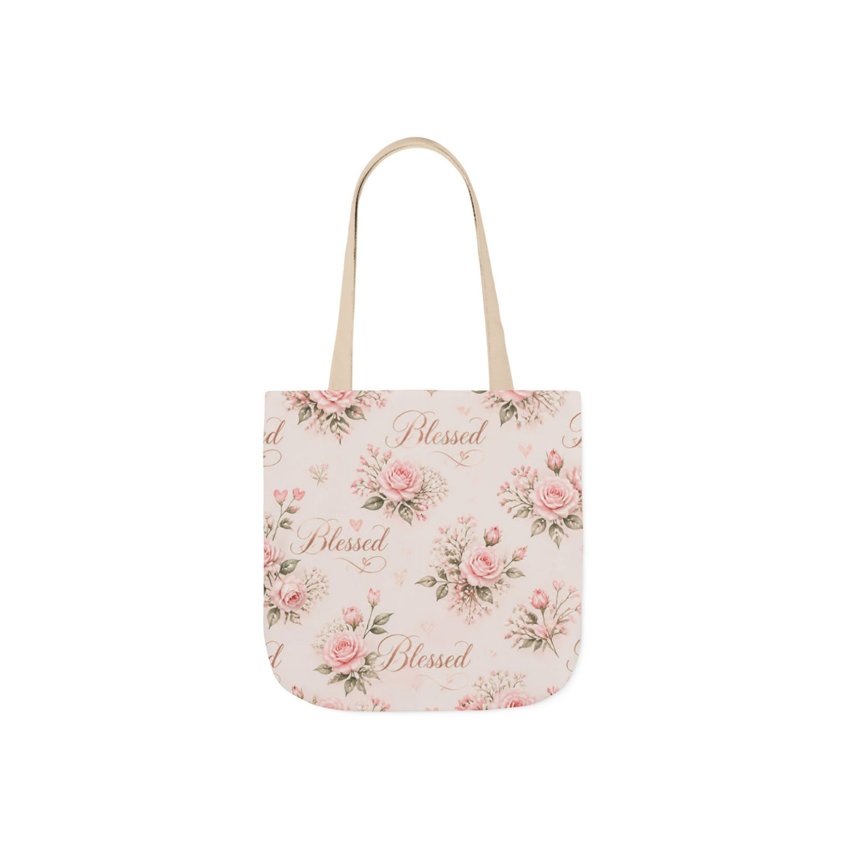Blessed Floral Canvas Tote — Pink Rose Shoulder Bag for Christian Moms (Church, Travel & Baby)