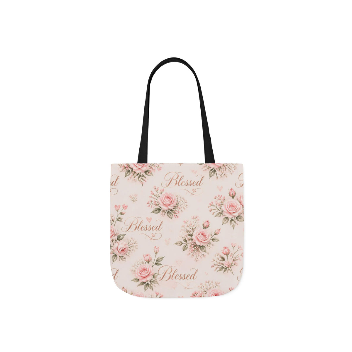 Blessed Floral Canvas Tote — Pink Rose Shoulder Bag for Christian Moms (Church, Travel & Baby)