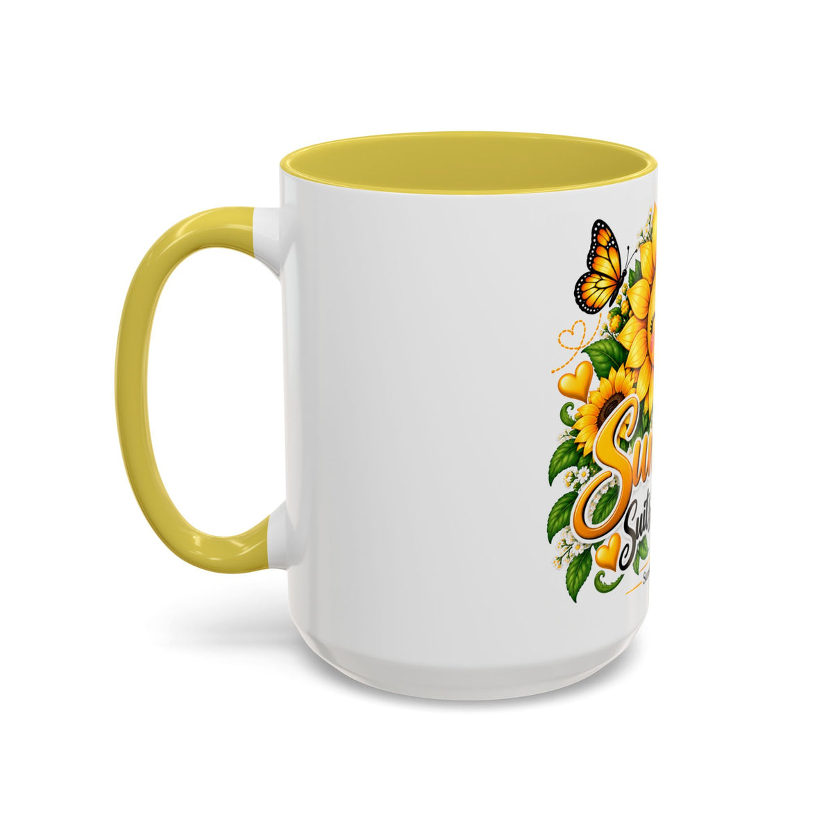 Sunshine Suits My Soul Mug — Sunflower & Butterfly Ceramic Coffee Cup (11oz/15oz)